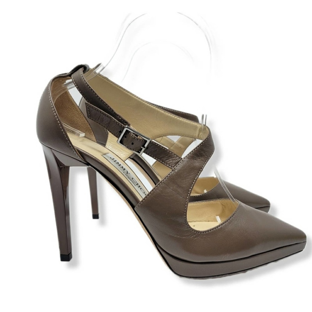 Jimmy Choo Vinse 120 Cool Toned Brown Platform Pointed Toe Pumps Heels Size 37